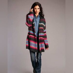 NEW NWOT Stetson Cozy Stripe Oversized Cardigan Western Sweater Size Small
